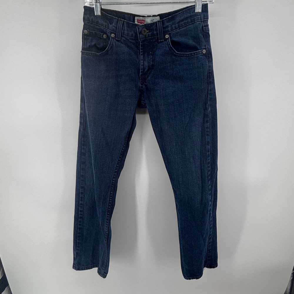 Levis 513 Slim Straight Dark Wash Denim Jeans Kids Size 14 Reg